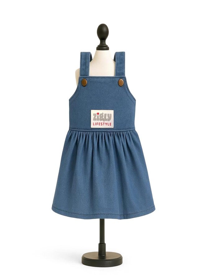 Zigly Lifestyle Denim Frock for Dogs-Blue-M- Soft Lightweight Pet Apparel for Small & Medium Breeds | Stylish Casual Outfit for Pets - Image 4